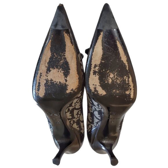 DIOR Black Diorissimo Monogram Pumps Sz 39 Kitten Style Heel Pointed Toe US 8.5 - Picture 14 of 16